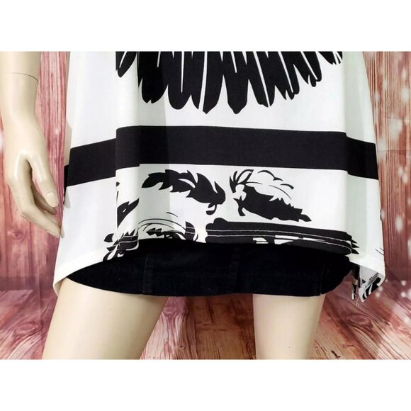 Emilio Pepe Italy Graphic Flower Asymmetrical Hem Adjustable Short Sleeve Top L - Picture 4 of 16